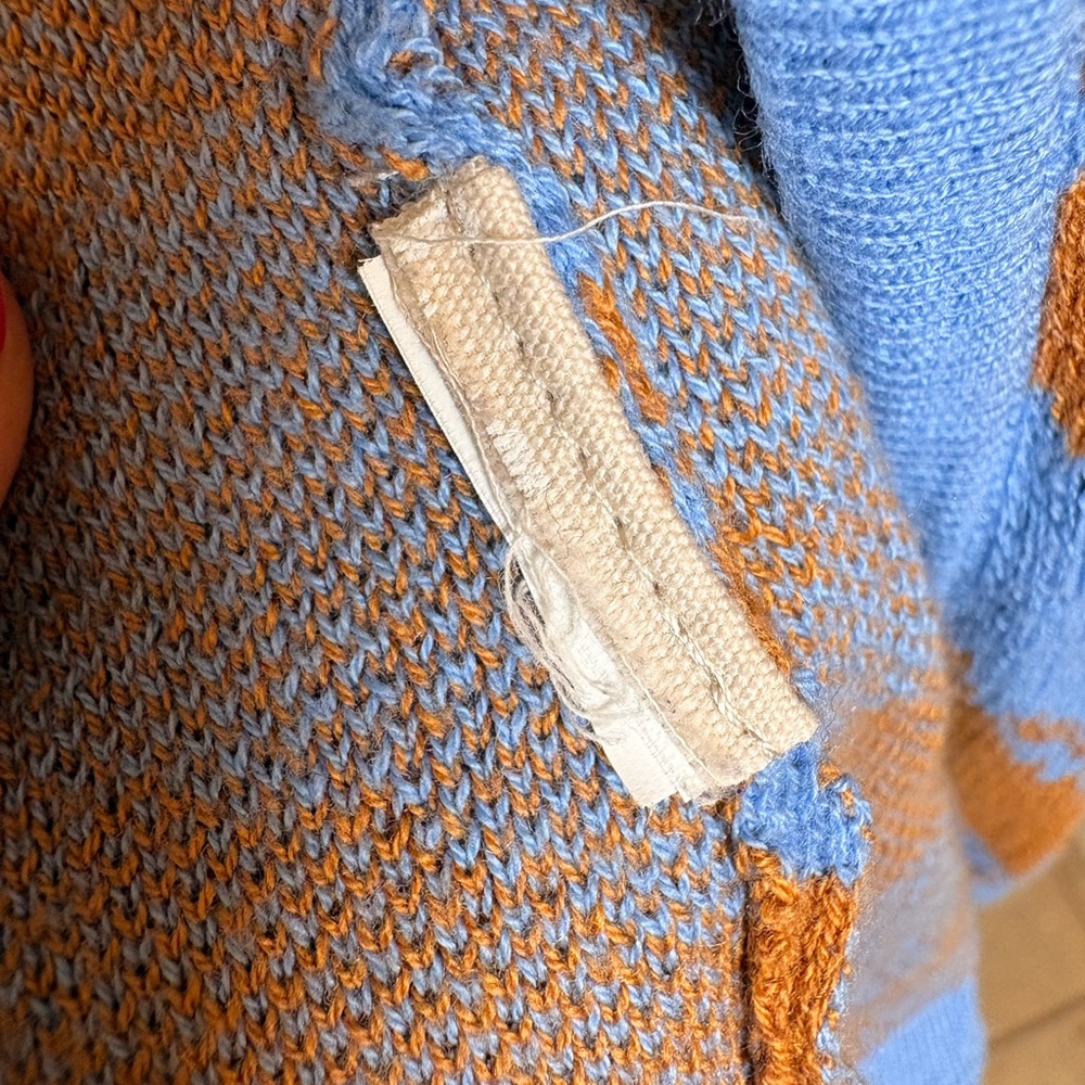 Soft Surroundings Blue Brown Abstract Open Front Layer Cardigan Medium - Picture 6 of 7